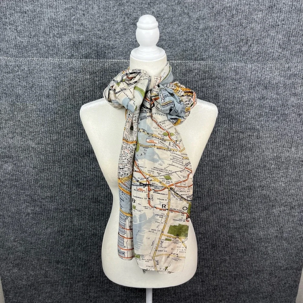 One Hundred Stars Scarf Wrap Womens New York City Subway Street Map Lightweight